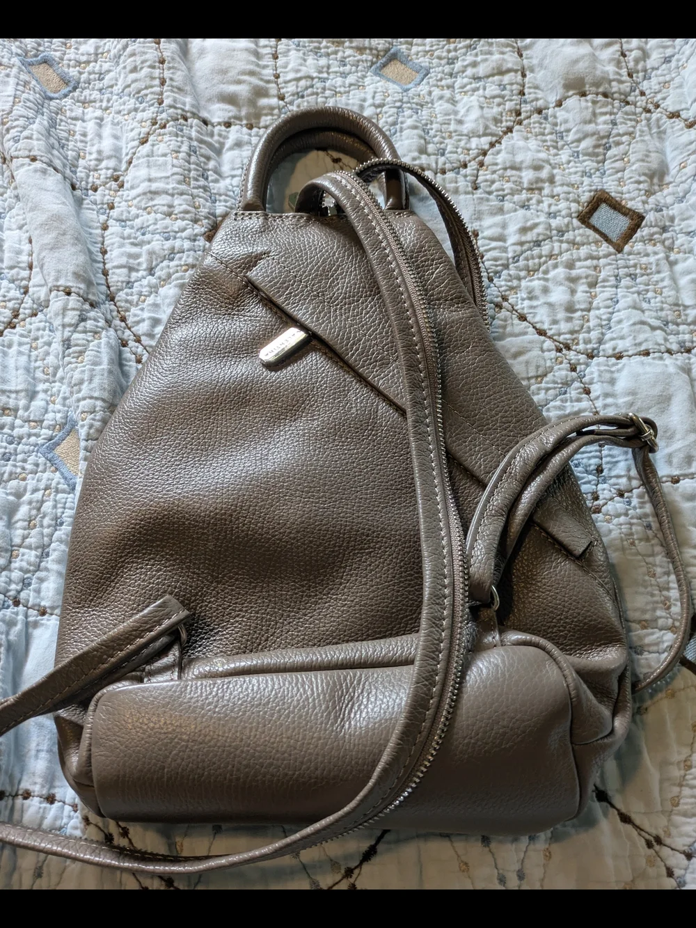 Valentina Leather Backpack In Gray. Very Good Condition.